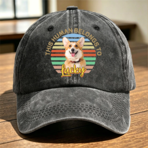 Personalized Retro Washed Cotton Baseball Cap, "This Person Belongs To Me"—Unisex Baseball Cap With Dog and Cat Designs, The Perfect Gift For Pet Owners and Pet Lovers.
