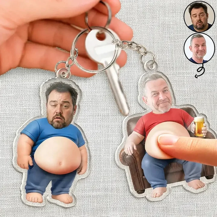 Personalized "Big Belly" Keychain – Creative Acrylic Charm, Fun Cartoon Belly Keepsake Gift