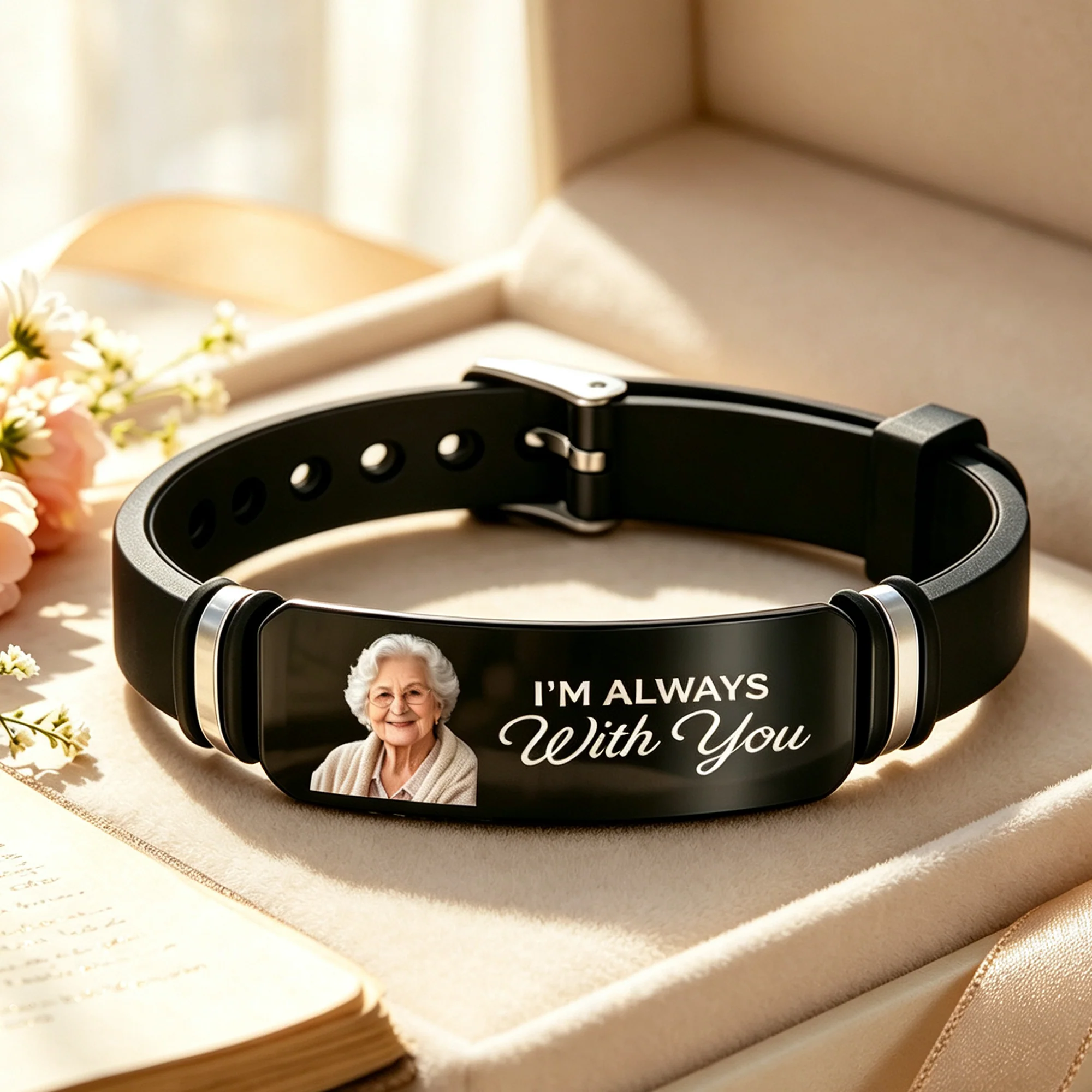 Custom Photo Commemorative Bracelet, Meaningful Sympathy Gift in Memory of Deceased Family & Friends