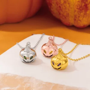Personalized Pumpkin Birthstone Necklace Dainty Jewelry Birthday Anniversary Halloween Gift for Women