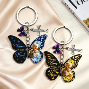 Personalized Butterfly Photo Design, Custom Memorial Keychain, The Perfect Gift For Missing Loved Ones