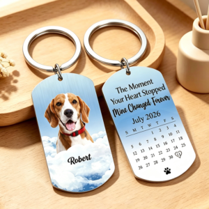 Custom Photo Calendar The Moment Your Heart Stop - Memorial Gift For Family, Pet Lovers - Personalized Aluminum Keychain