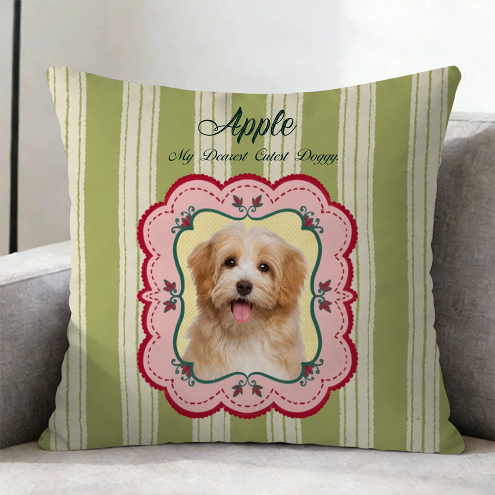 Personalized Pet Portrait Cushion, Custom Pet Photo Name Text Memory Pillow, Ideal Gift For Fur Parents