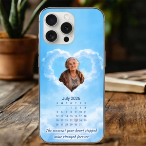 Heart Shaped Cloud, Calendar Date, Personalized Custom Phone Case, Sympathy Gift for Family, Memorial