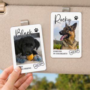 Personalized Pet Photo Bone Paw Car Visor Clip with Name and Date Car Accessory Pet Loss Memorial Gift for Pet Owner Lover