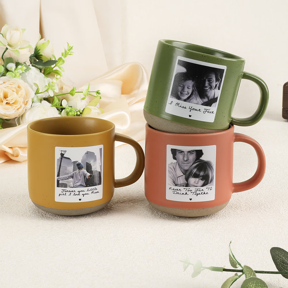 Personalized Polaroid Style Photo Ceramic Coffee Mug with Text Office Home Use Friendship Birthday Gift for Family Friend