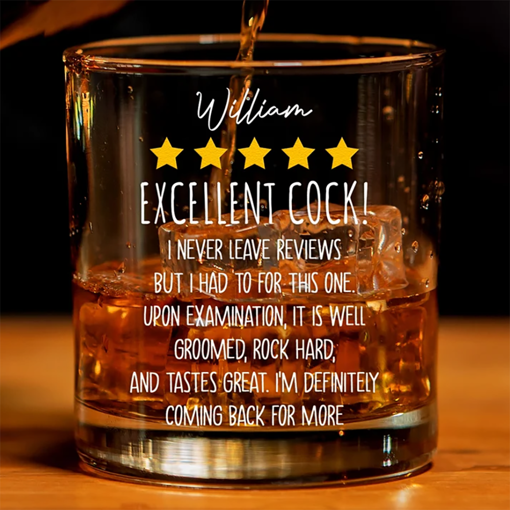 Personalized Whiskey Glass - Excellent Cock! - Naughty & Funny Gifts For Husband