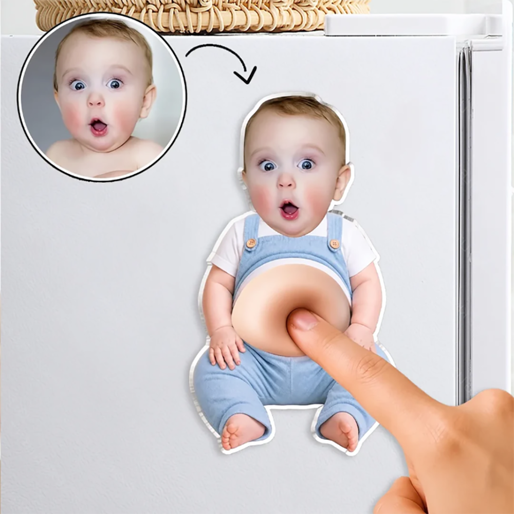 Customized Silicone Belly Acrylic Magnet with Baby Photo, Pressable Fridge Decor, Unique Creative Gift for Family