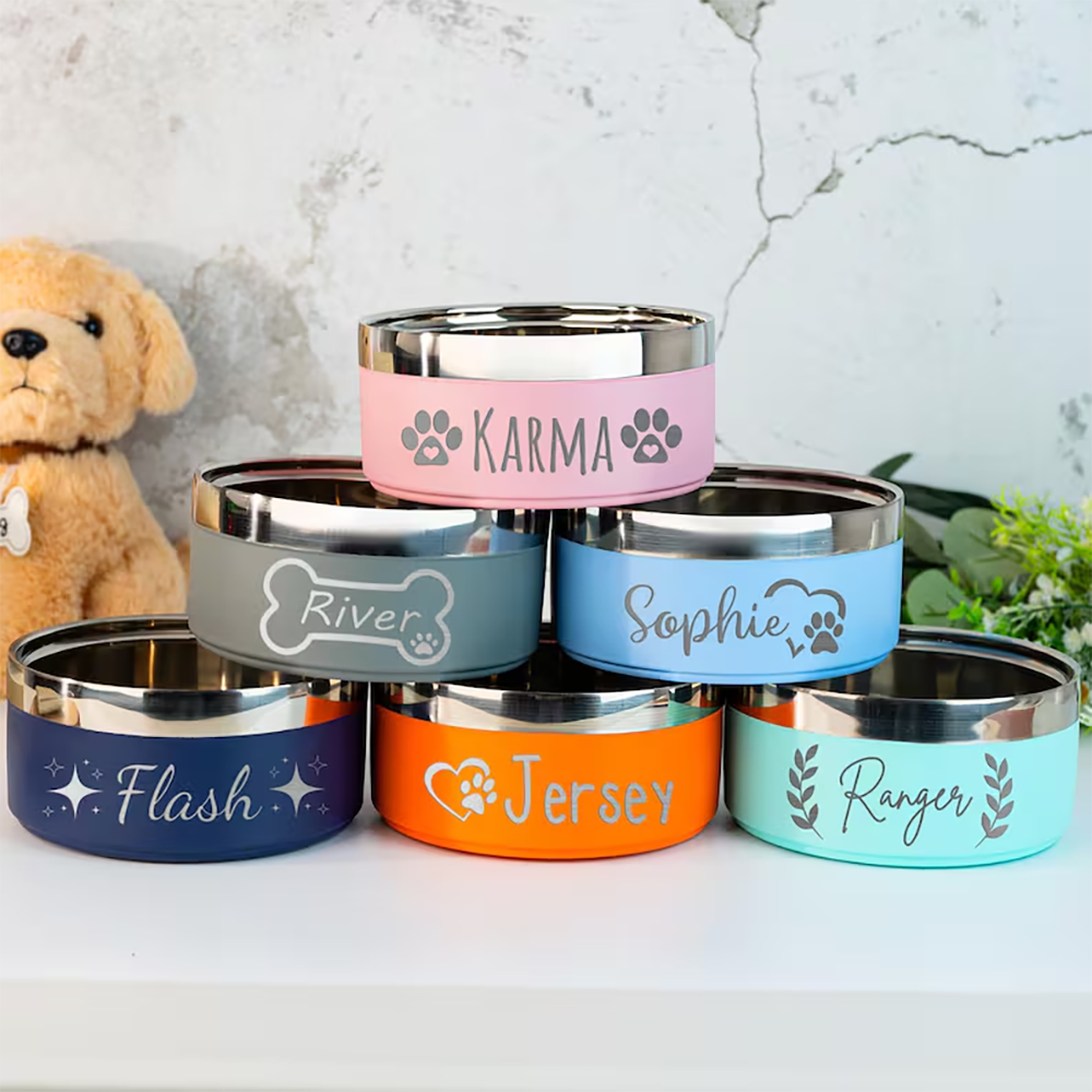 Personalized Engraved Dog Bowl With Name, Custom Stainless Steel Pet Bowl, Dog Feeder Bowls, Food Water Bowl For Dog Cat, Puppy Gift,Dog Gift, Pet Lover Gift